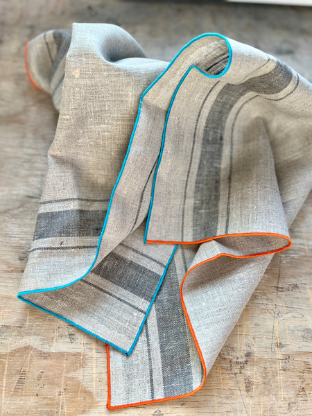 Woven Grey Linen Tea Towel Set