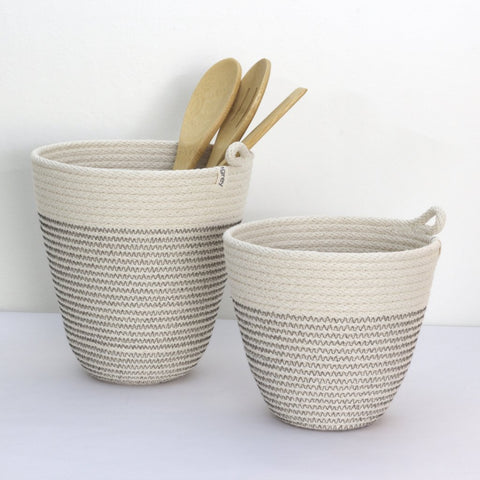 Unusual Handmade Rustic Modern Woven Office and Kitchen Organizing Vessels in Several Sizes