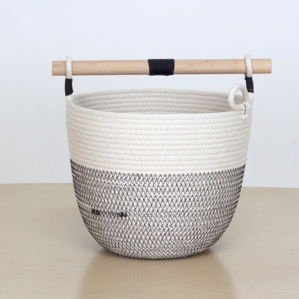 Japanese-Inspired Woven Bucket with Wood Handle