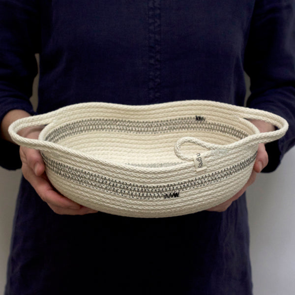 Oval Woven Table Basket with 2 Handles, 10 x 8”