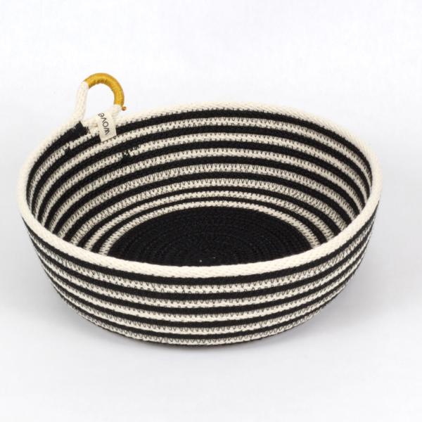 Dramatic Handmade Striped Woven Cotton, knitting basket